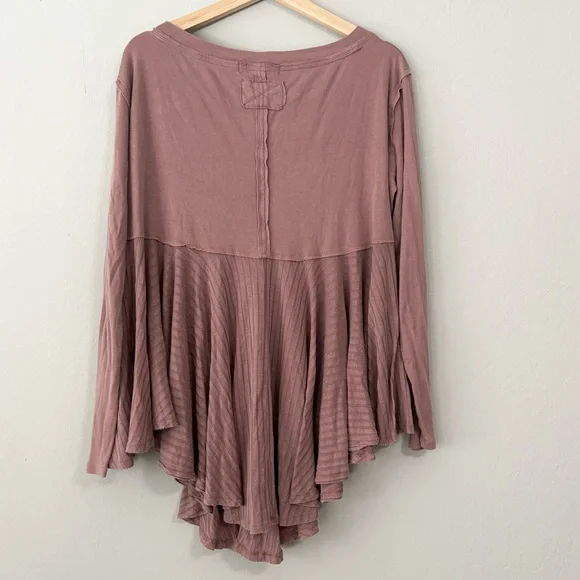 Free People We The Free Mauve Dusty Pink Asymmetrical Tunic Long Sleeve Blouse - Picture 4 of 4